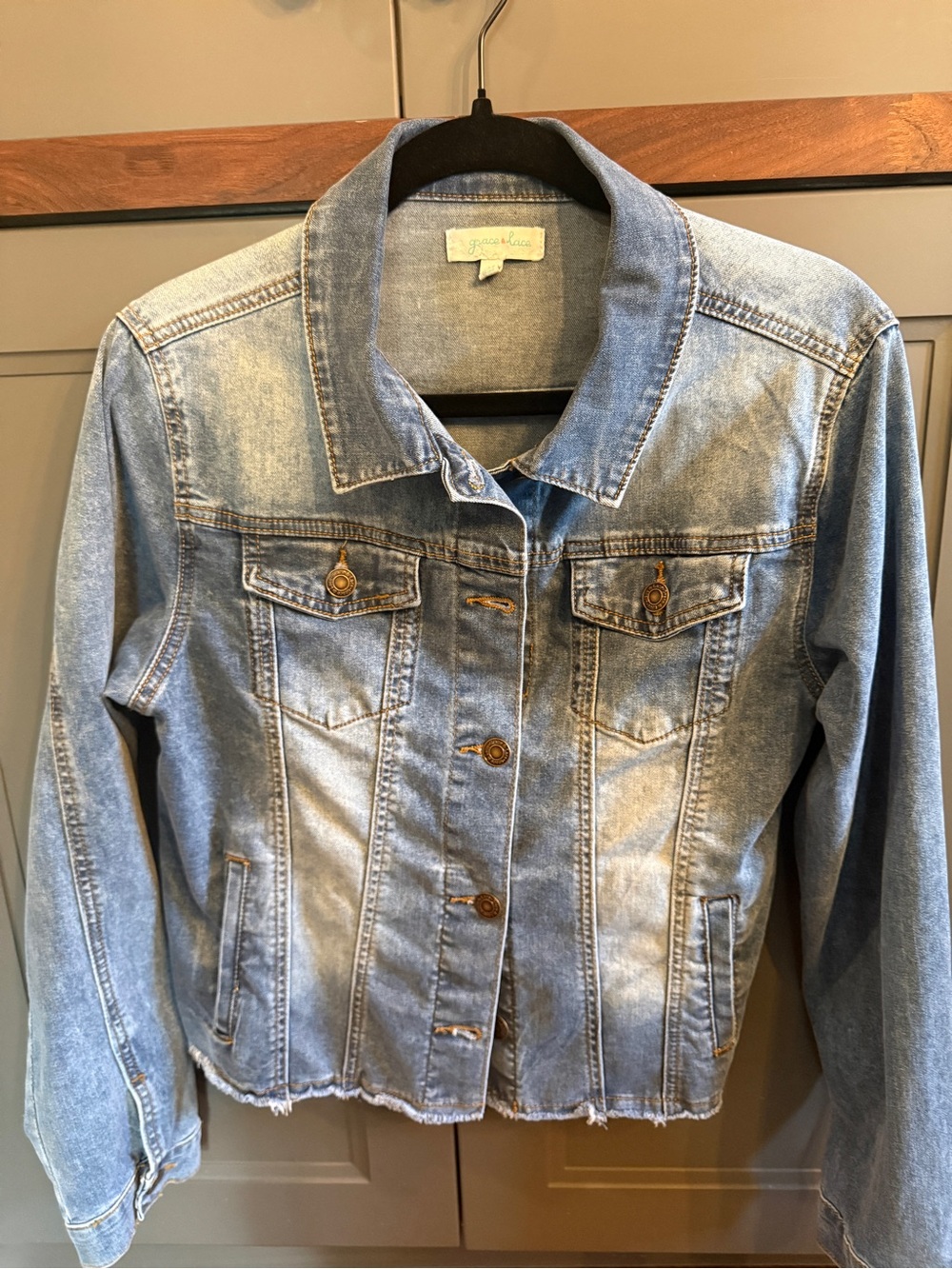 Grace & Lace Mid Blue Denim Jacket - women's jean jacket
